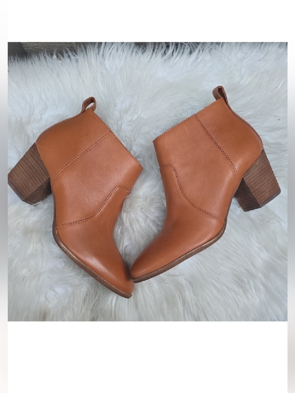 Madewell Brenner Womens Heeled Ankle Booties Cognac Tan 7.5